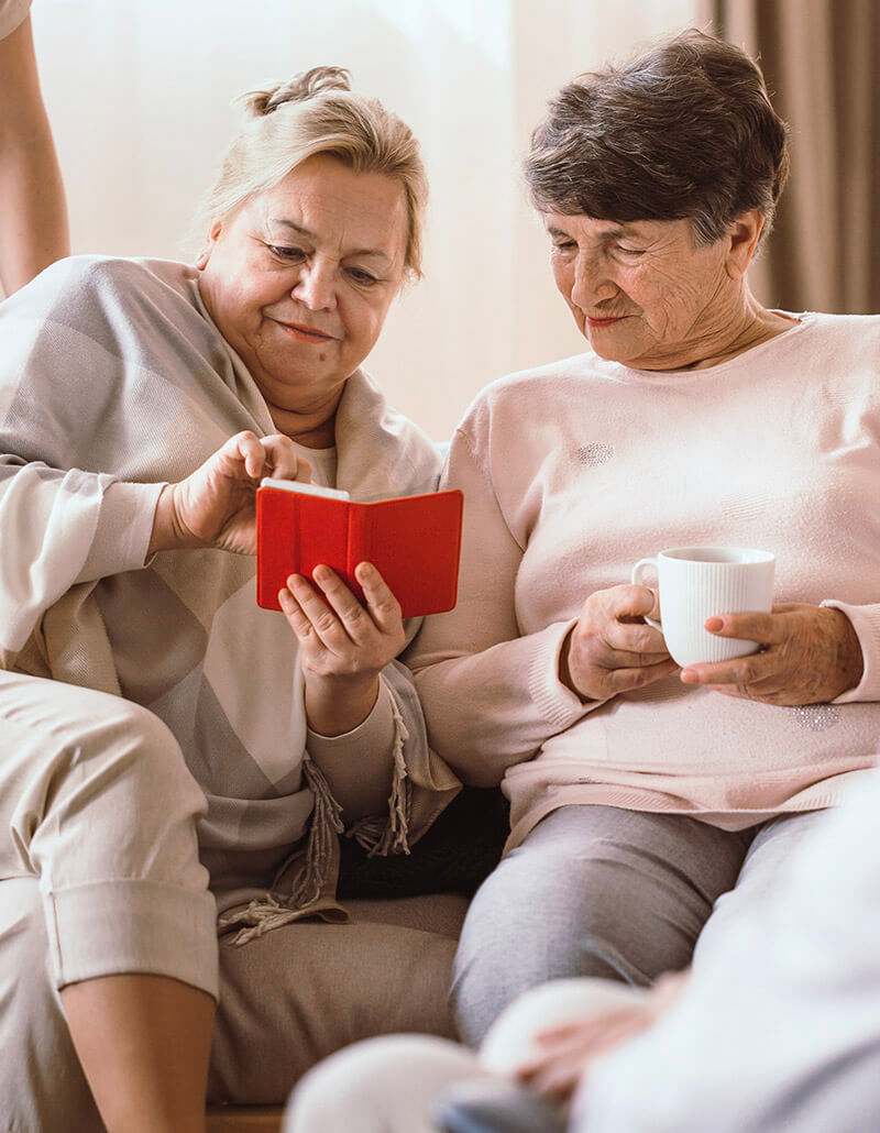 Eldery Friends Looking at Homes For Sale on Facebook